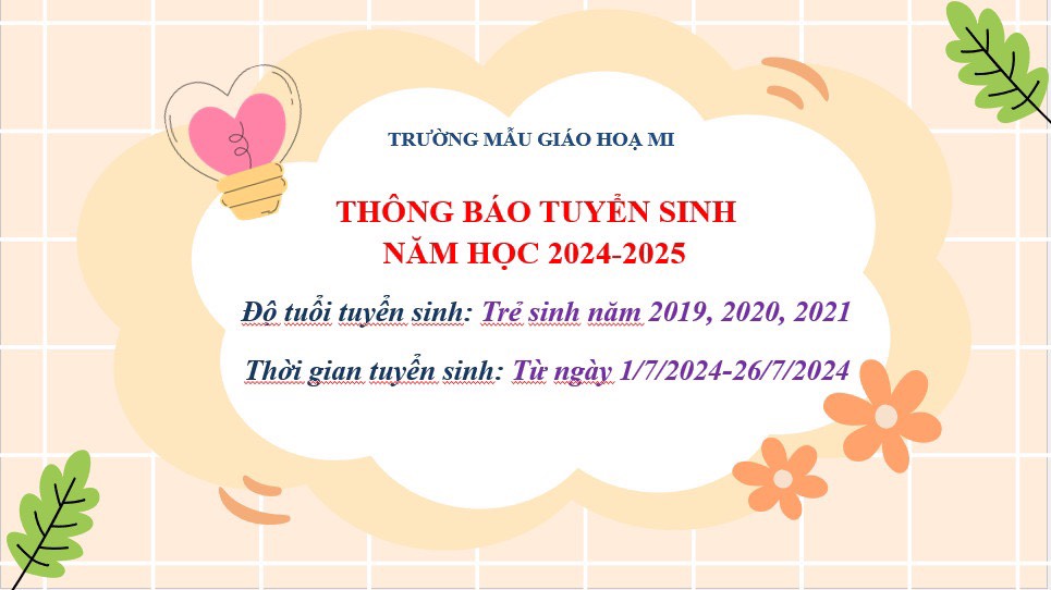 THÔNG BÁO TUYỂN SINH NĂM HỌC 2024-2025